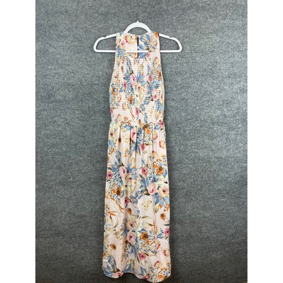 Gypsies & Moondust Dresses & Skirts - Gypsies & Moondust Floral Maxi Dress Women's Medium Pink Blue Smocked Sleeveless